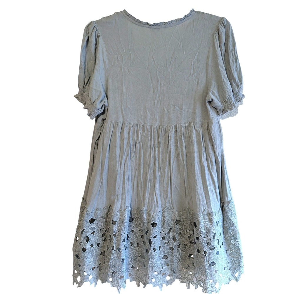 Umgee USA Women Sage Crochet Lace Babydoll Tunic Top Mini Dress Large K6138 - Picture 3 of 11